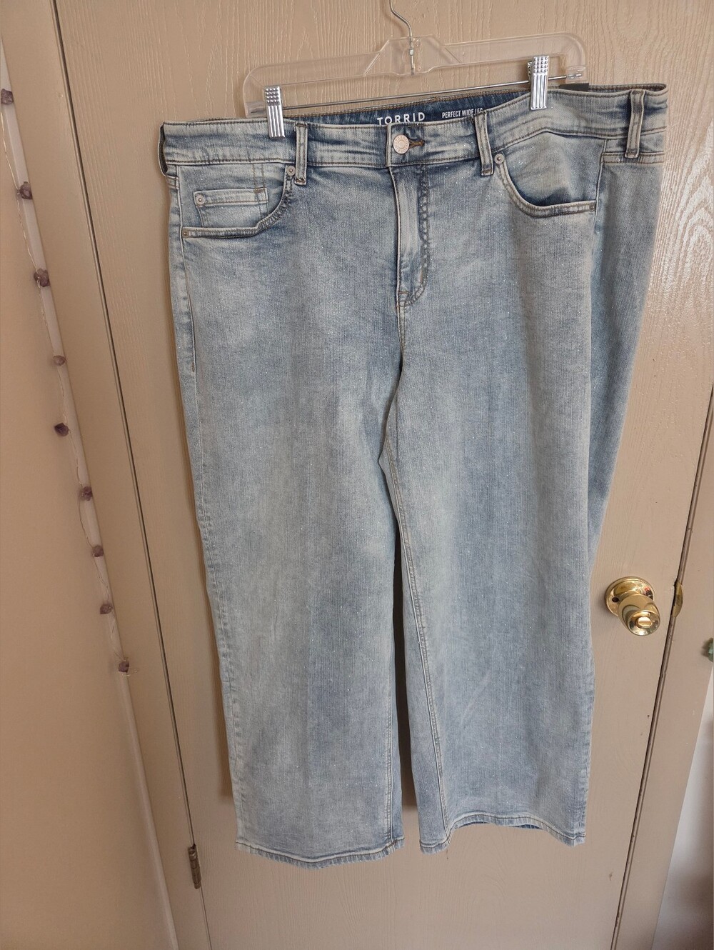 Torrid Perfect Wide Leg Vintage Stretch Mid Rise Jeans Glitter Highway NWT 20R